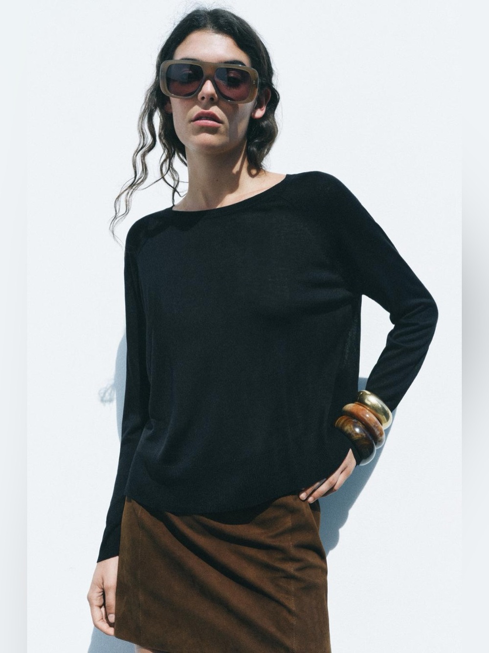 Zara Fine Knit Sweater Minimalist Capsule Wardrobe 90s Size Large